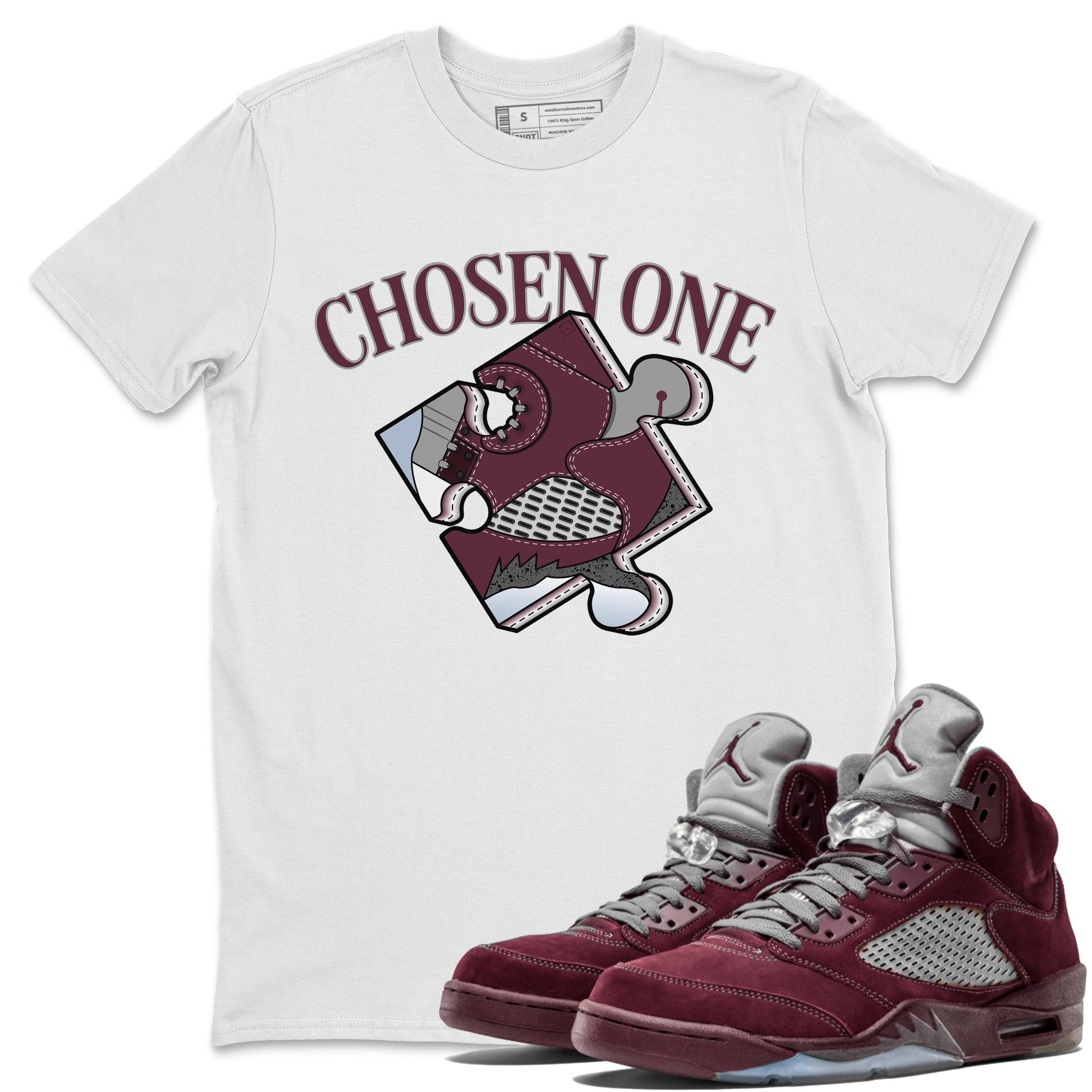 Jordan 5 Burgundy shirt to match jordans Sneaker Puzzle sneaker tees Crew Neck AJ5 Burgundy SNRT Sneaker Release Tees Unisex Casual Shirts White 1 T-Shirt