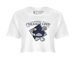 AJ5 Georgetown 5s Navy shirt to match jordans Sneaker Puzzle sneaker tees Crew Neck AJ5 Georgetown 5s Navy SNRT Sneaker Release Tees White 2 Crop T-Shirt