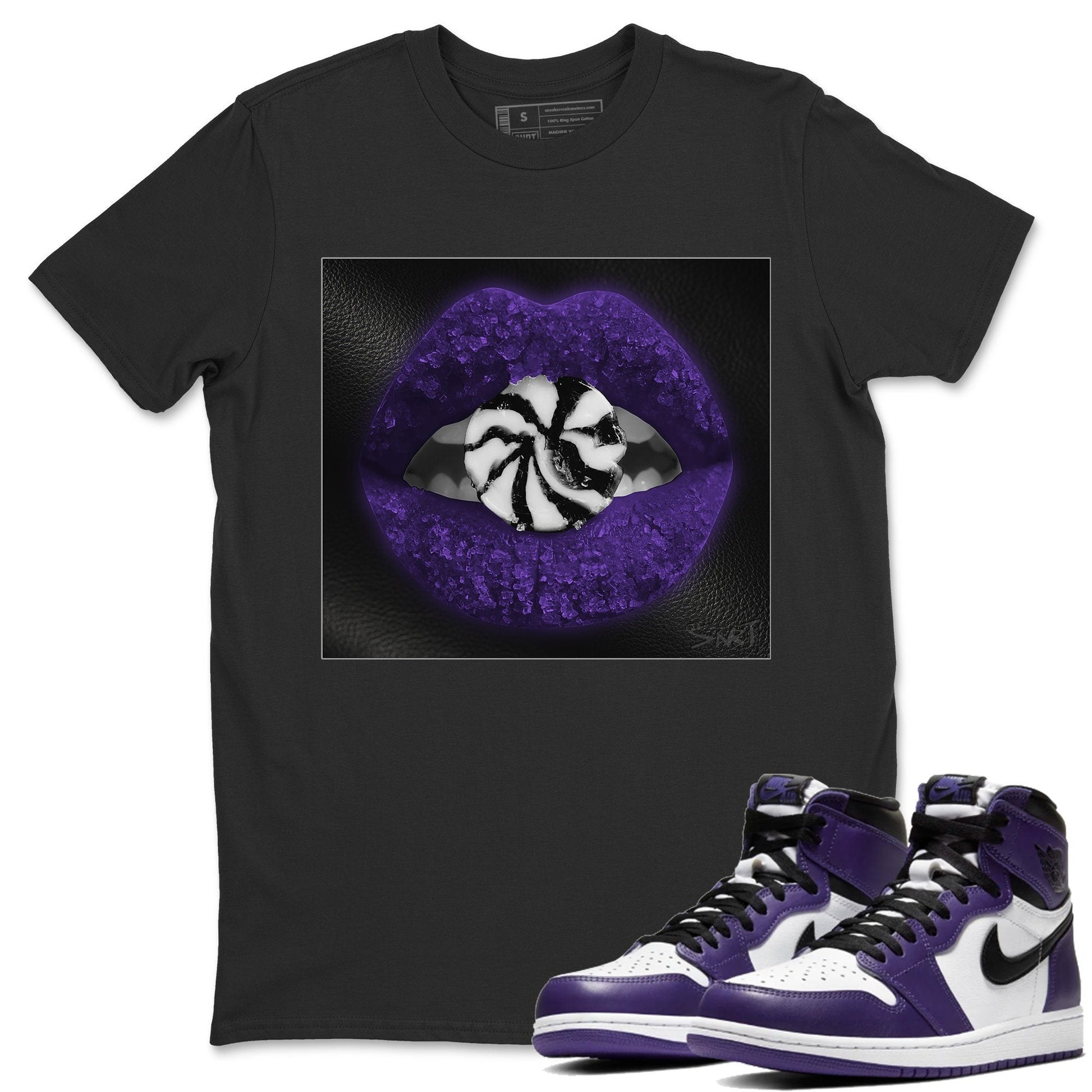 Jordan 1 Court Purple Sneaker Match Tees Lips Candy Sneaker Tees Jordan 1 Court Purple Sneaker Release Tees Unisex Shirts