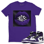 Jordan 1 Court Purple Sneaker Match Tees Lips Candy Sneaker Tees Jordan 1 Court Purple Sneaker Release Tees Unisex Shirts