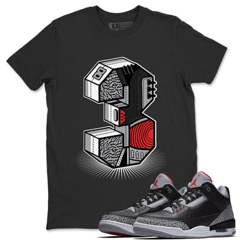 Jordan 3 Black Cement Sneaker Match Tees Three Statue Sneaker Tees Jordan 3 Black Cement Sneaker Release Tees Unisex Shirts