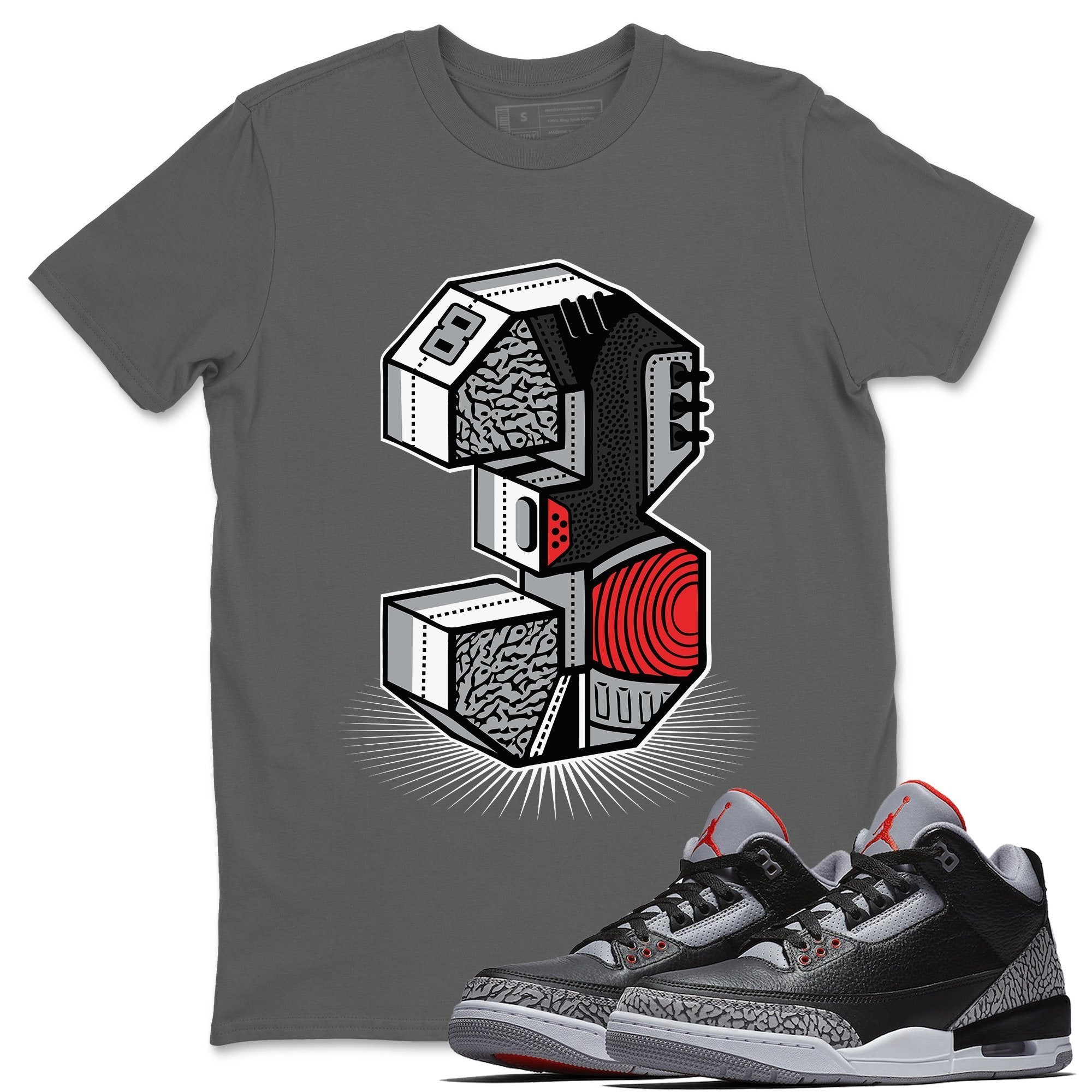 Jordan 3 Black Cement Sneaker Match Tees Three Statue Sneaker Tees Jordan 3 Black Cement Sneaker Release Tees Unisex Shirts