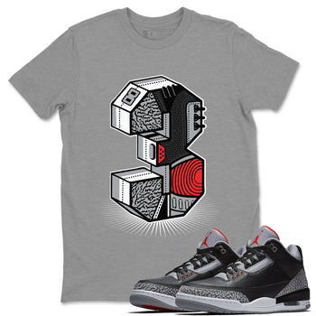 Jordan 3 Black Cement Sneaker Match Tees Three Statue Sneaker Tees Jordan 3 Black Cement Sneaker Release Tees Unisex Shirts