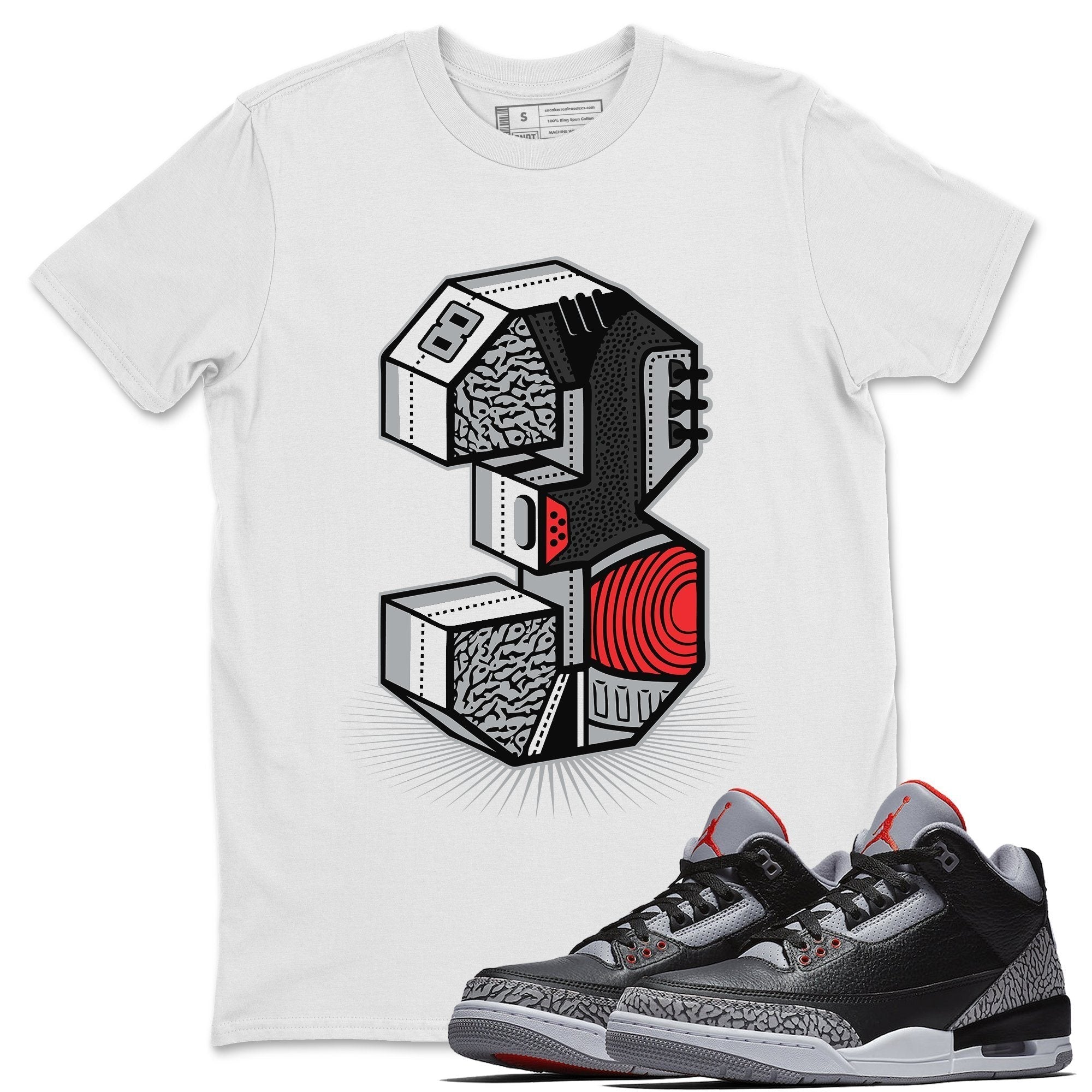 Jordan 3 Black Cement Sneaker Match Tees Three Statue Sneaker Tees Jordan 3 Black Cement Sneaker Release Tees Unisex Shirts