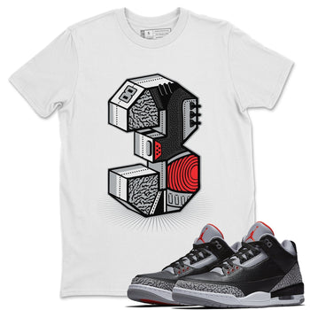 Jordan 3 Black Cement Sneaker Match Tees Three Statue Sneaker Tees Jordan 3 Black Cement Sneaker Release Tees Unisex Shirts