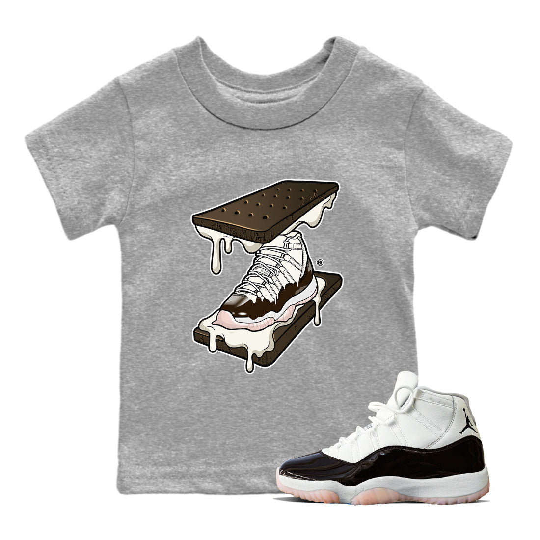 Air Jordan 11 Neapolitan shirt to match jordans Sneaker Sandwich special sneaker matching tees Jordan 11 WMNS Neapolitan SNRT sneaker tees Baby Toddler Heather Grey 1 T-Shirt