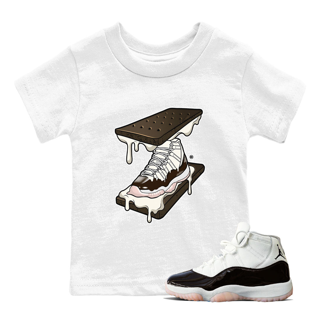 Air Jordan 11 Neapolitan shirt to match jordans Sneaker Sandwich special sneaker matching tees Jordan 11 WMNS Neapolitan SNRT sneaker tees Baby Toddler White 1 T-Shirt
