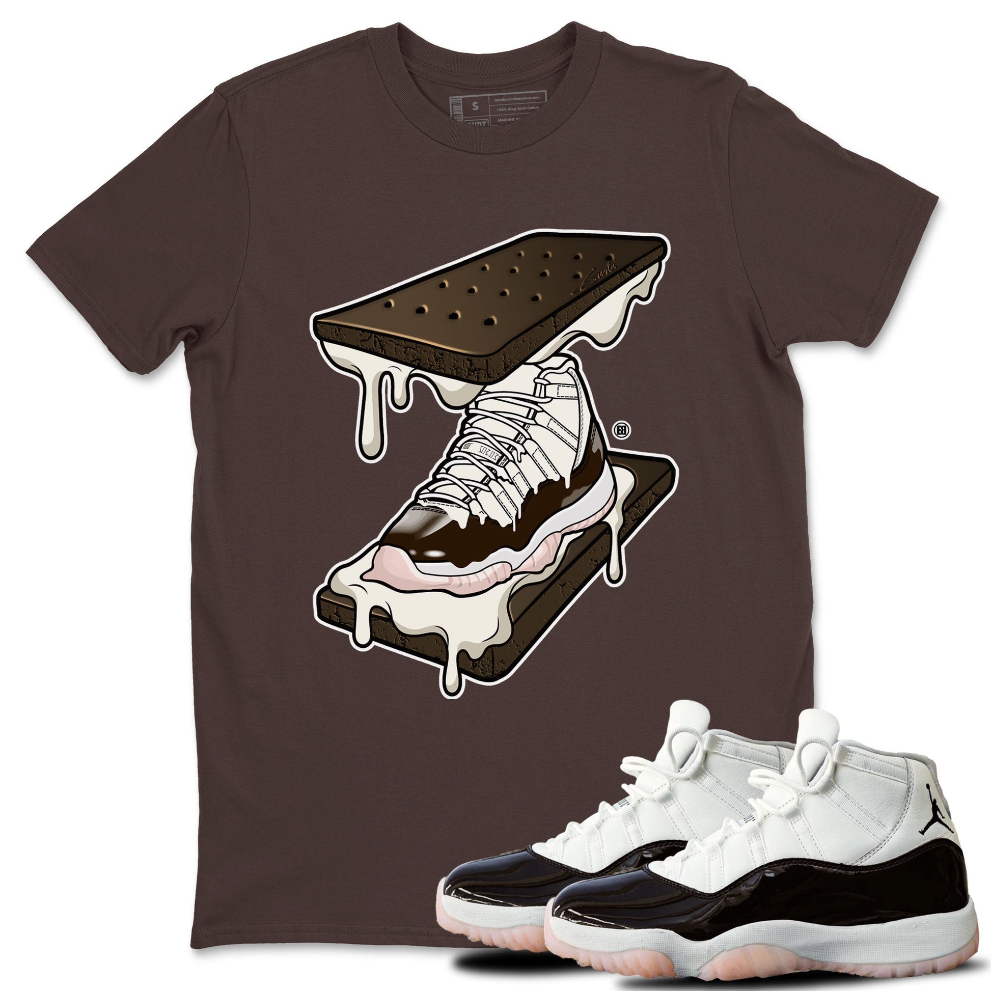 Air Jordan 11 Neapolitan shirt to match jordans Sneaker Sandwich special sneaker matching tees Jordan 11 WMNS Neapolitan SNRT sneaker tees Unisex Dark Chocolate 1 T-Shirt