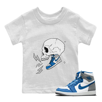 Jordan 1 True Blue Sneaker Match Tees Sneaker Skull Sneaker Tees Jordan 1 True Blue Sneaker Release Tees Kids Shirts