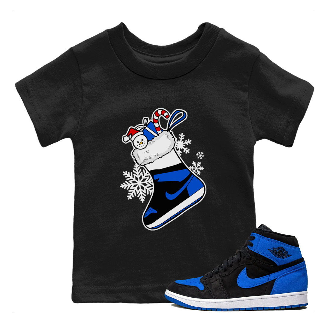 1s Royal Reimagined shirt to match jordans Sneaker Stocking sneaker match tees Air Jordan 1 Royal Reimagined SNRT Sneaker Release Tees Baby Toddler Black 1 T-Shirt