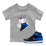 1s Royal Reimagined shirt to match jordans Sneaker Stocking sneaker match tees Air Jordan 1 Royal Reimagined SNRT Sneaker Release Tees Baby Toddler Heather Grey 1 T-Shirt