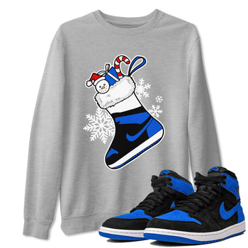 1s Royal Reimagined shirt to match jordans Sneaker Stocking sneaker match tees Air Jordan 1 Royal Reimagined SNRT Sneaker Release Tees Unisex Heather Grey 1 T-Shirt