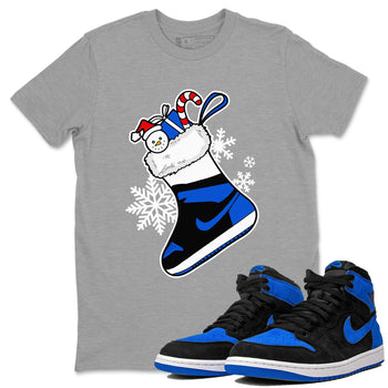 1s Royal Reimagined shirt to match jordans Sneaker Stocking sneaker match tees Air Jordan 1 Royal Reimagined SNRT Sneaker Release Tees Unisex Heather Grey 1 T-Shirt