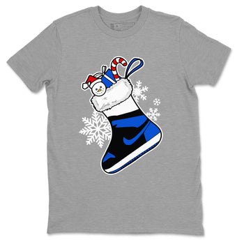 1s Royal Reimagined shirt to match jordans Sneaker Stocking sneaker match tees Air Jordan 1 Royal Reimagined SNRT Sneaker Release Tees Unisex Heather Grey 2 T-Shirt