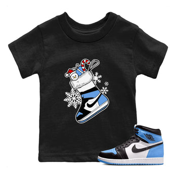 Jordan 1 Retro University Blue shirt to match jordans Sneaker Stocking Christmas Holiday sneaker tees Crew Neck Jordan 1 Retro University Blue SNRT Sneaker Release Tees Baby Toddler Black 1 T-Shirt