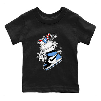 Jordan 1 Retro University Blue shirt to match jordans Sneaker Stocking Christmas Holiday sneaker tees Crew Neck Jordan 1 Retro University Blue SNRT Sneaker Release Tees Baby Toddler Black 2 T-Shirt