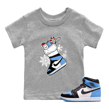 Jordan 1 Retro University Blue shirt to match jordans Sneaker Stocking Christmas Holiday sneaker tees Crew Neck Jordan 1 Retro University Blue SNRT Sneaker Release Tees Baby Toddler Heather Grey 1 T-Shirt