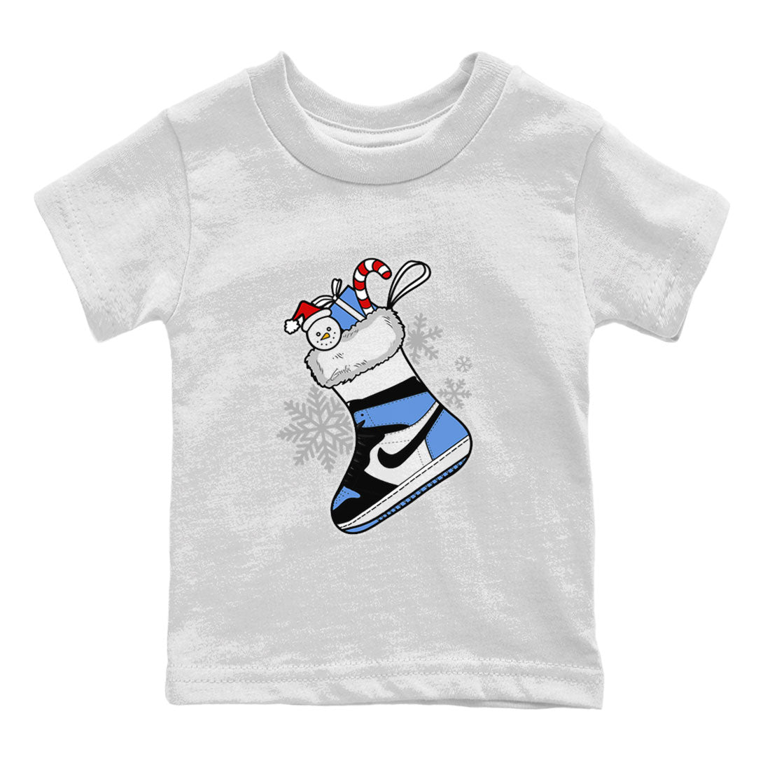 Jordan 1 Retro University Blue shirt to match jordans Sneaker Stocking Christmas Holiday sneaker tees Crew Neck Jordan 1 Retro University Blue SNRT Sneaker Release Tees Baby Toddler White 2 T-Shirt