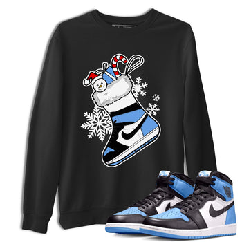 Jordan 1 Retro University Blue shirt to match jordans Sneaker Stocking Christmas Holiday sneaker tees Crew Neck Jordan 1 Retro University Blue SNRT Sneaker Release Tees Unisex Casual Shirts Black 1 T-Shirt