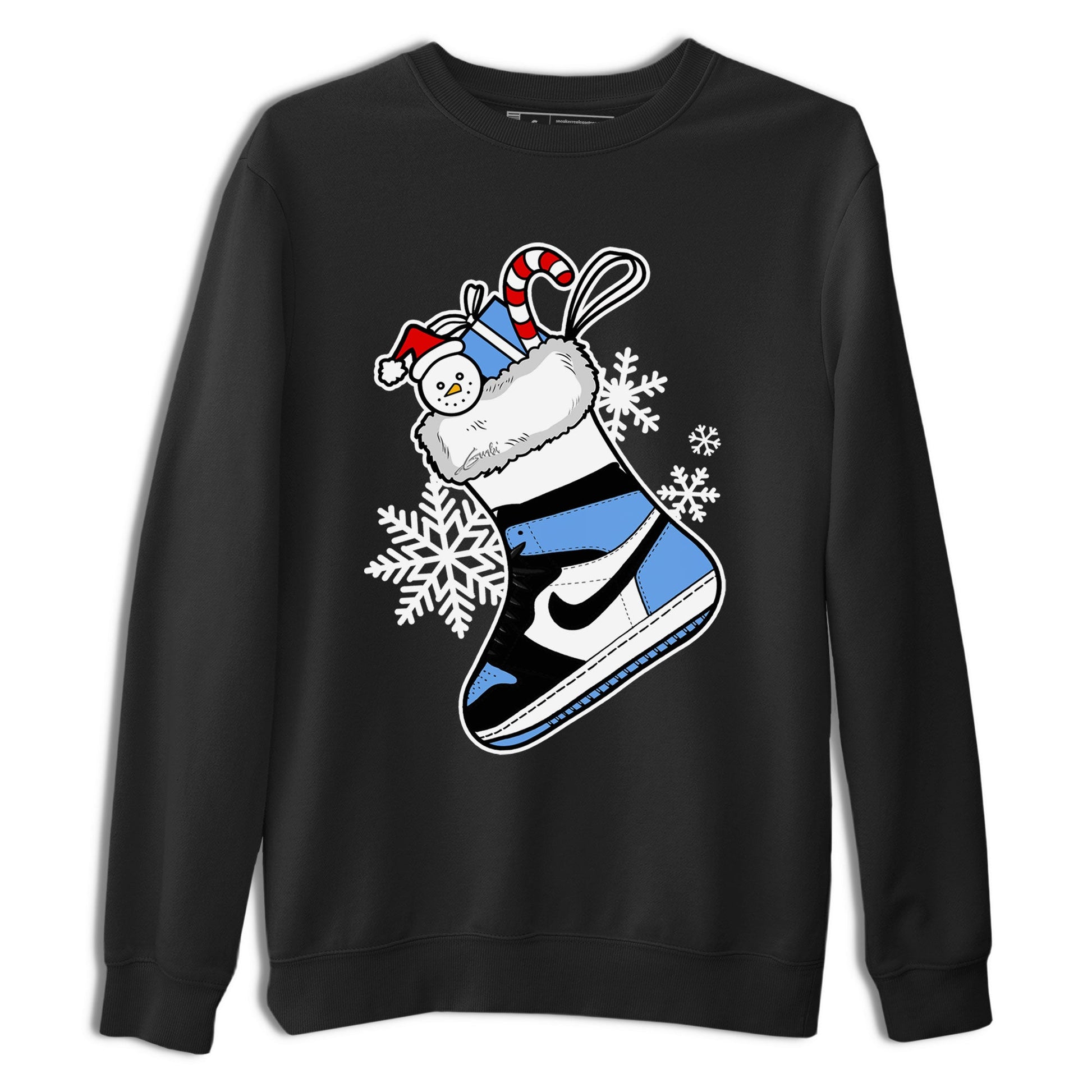 Jordan 1 Retro University Blue shirt to match jordans Sneaker Stocking Christmas Holiday sneaker tees Crew Neck Jordan 1 Retro University Blue SNRT Sneaker Release Tees Unisex Casual Shirts Black 2 T-Shirt