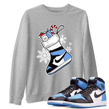 Jordan 1 Retro University Blue shirt to match jordans Sneaker Stocking Christmas Holiday sneaker tees Crew Neck Jordan 1 Retro University Blue SNRT Sneaker Release Tees Unisex Casual Shirts Heather Grey 1 T-Shirt