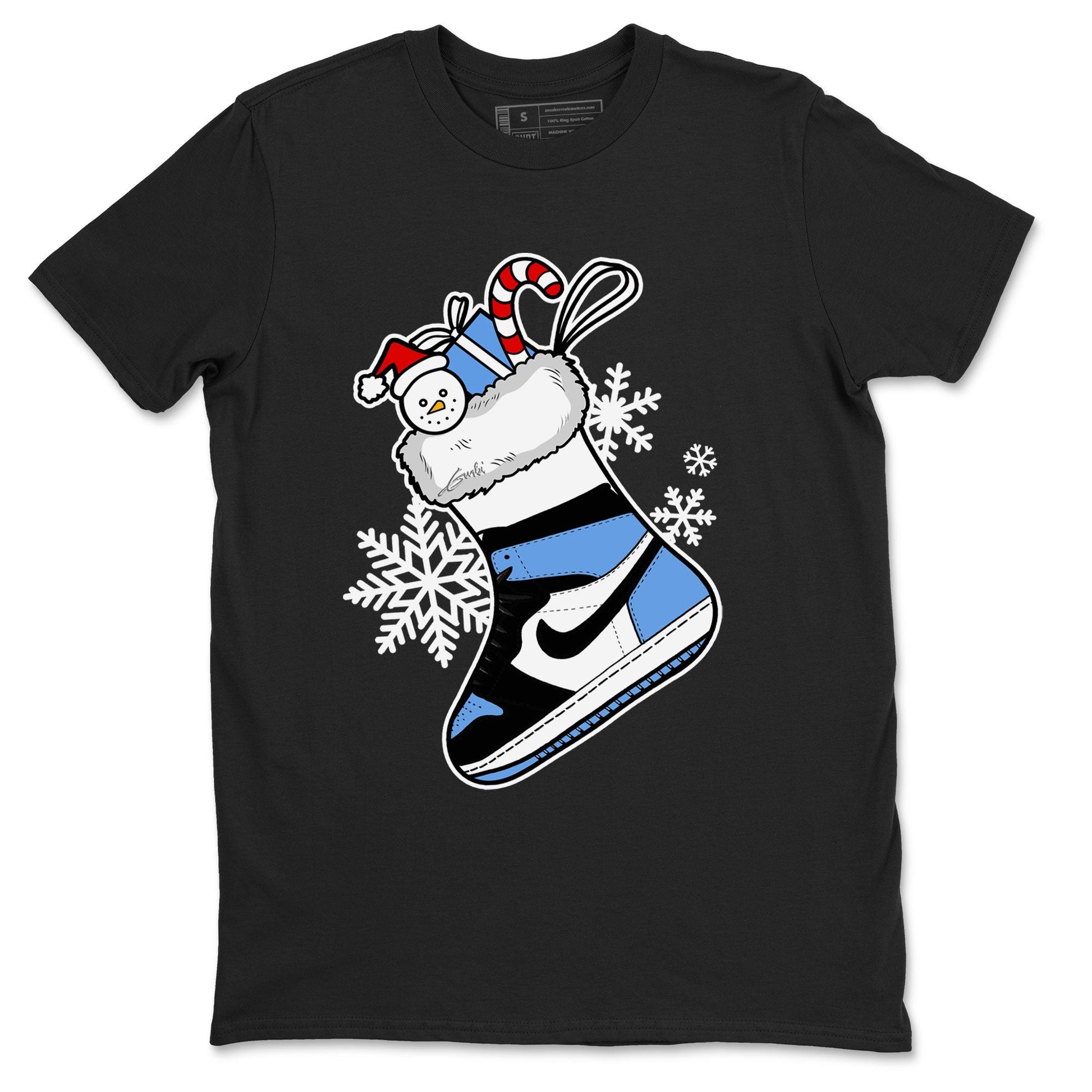 Jordan 1 Retro University Blue shirt to match jordans Sneaker Stocking Christmas Holiday sneaker tees Crew Neck Jordan 1 Retro University Blue SNRT Sneaker Release Tees Unisex Casual Shirts Black 2 T-Shirt