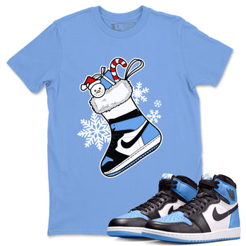 Jordan 1 Retro University Blue shirt to match jordans Sneaker Stocking Christmas Holiday sneaker tees Crew Neck Jordan 1 Retro University Blue SNRT Sneaker Release Tees Unisex Casual Shirts Carolina Blue 1 T-Shirt