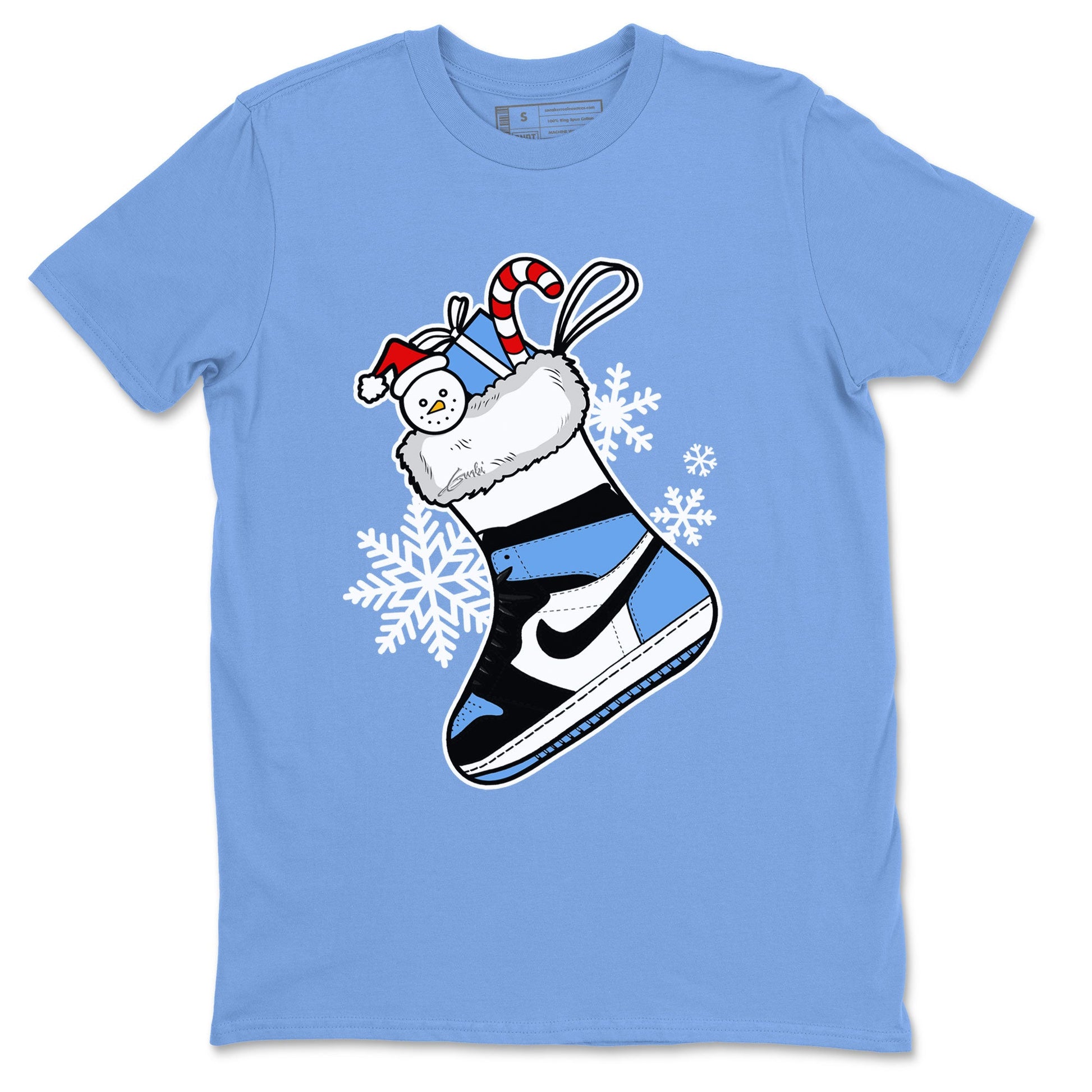 Jordan 1 Retro University Blue shirt to match jordans Sneaker Stocking Christmas Holiday sneaker tees Crew Neck Jordan 1 Retro University Blue SNRT Sneaker Release Tees Unisex Casual Shirts Carolina Blue 2 T-Shirt