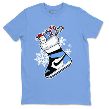 Jordan 1 Retro University Blue shirt to match jordans Sneaker Stocking Christmas Holiday sneaker tees Crew Neck Jordan 1 Retro University Blue SNRT Sneaker Release Tees Unisex Casual Shirts Carolina Blue 2 T-Shirt