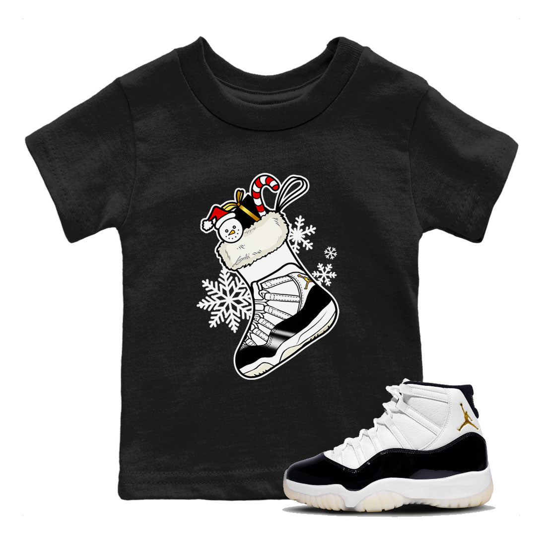 Air Jordan 11 Retro Gratitude shirt to match jordans Sneaker Stocking sneaker match tees Air Jordan 11 Gratitude SNRT Sneaker Release Tees Baby Toddler Black 1 T-Shirt