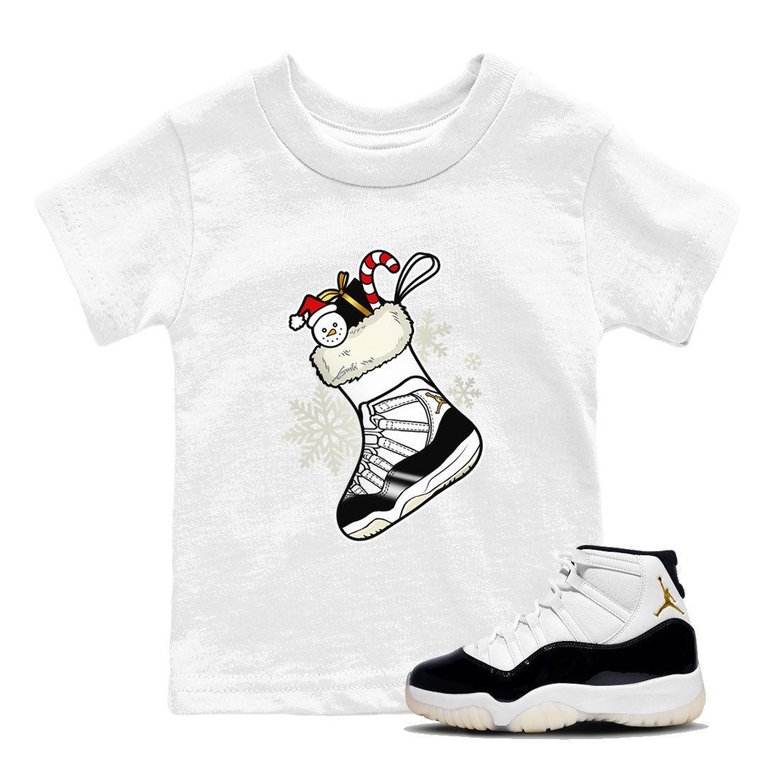 Air Jordan 11 Retro Gratitude shirt to match jordans Sneaker Stocking sneaker match tees Air Jordan 11 Gratitude SNRT Sneaker Release Tees Baby Toddler White 1 T-Shirt
