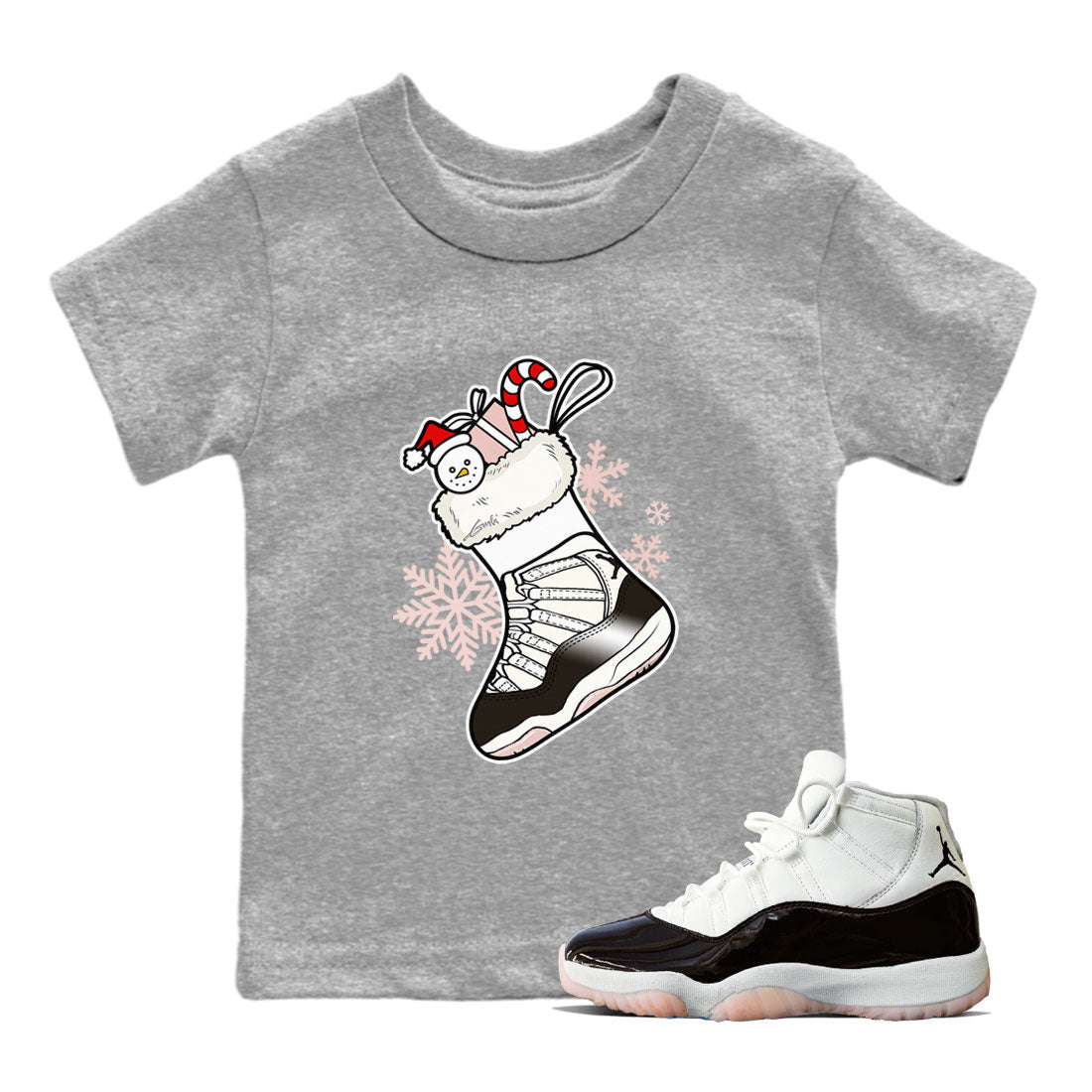 11s WMNS Neapolitan shirt to match jordans Sneaker Stocking sneaker match tees Air Jordan 11 Neapolitan SNRT Sneaker Release Tees Baby Toddler Heather Grey 1 T-Shirt
