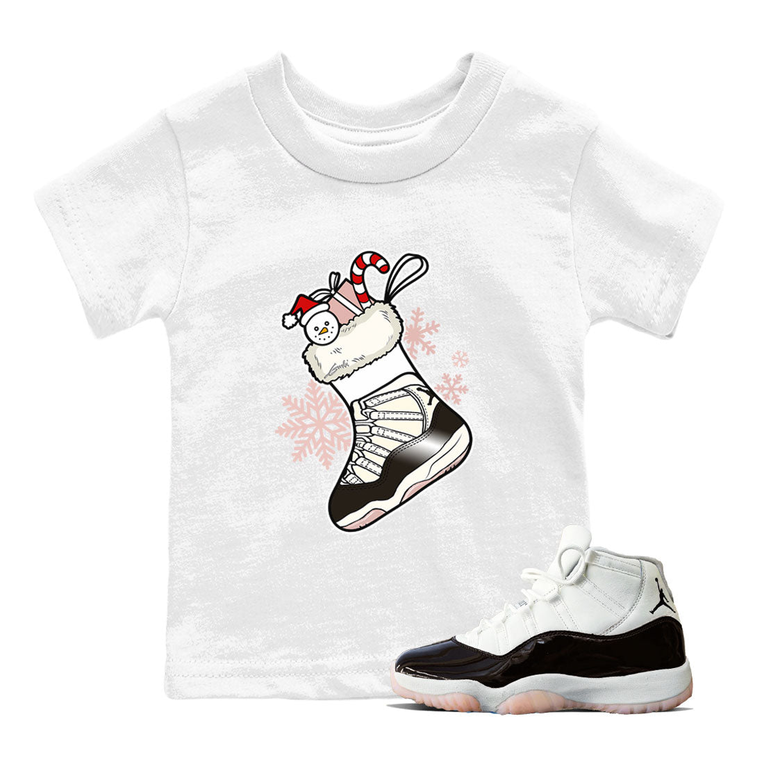 11s WMNS Neapolitan shirt to match jordans Sneaker Stocking sneaker match tees Air Jordan 11 Neapolitan SNRT Sneaker Release Tees Baby Toddler White 1 T-Shirt