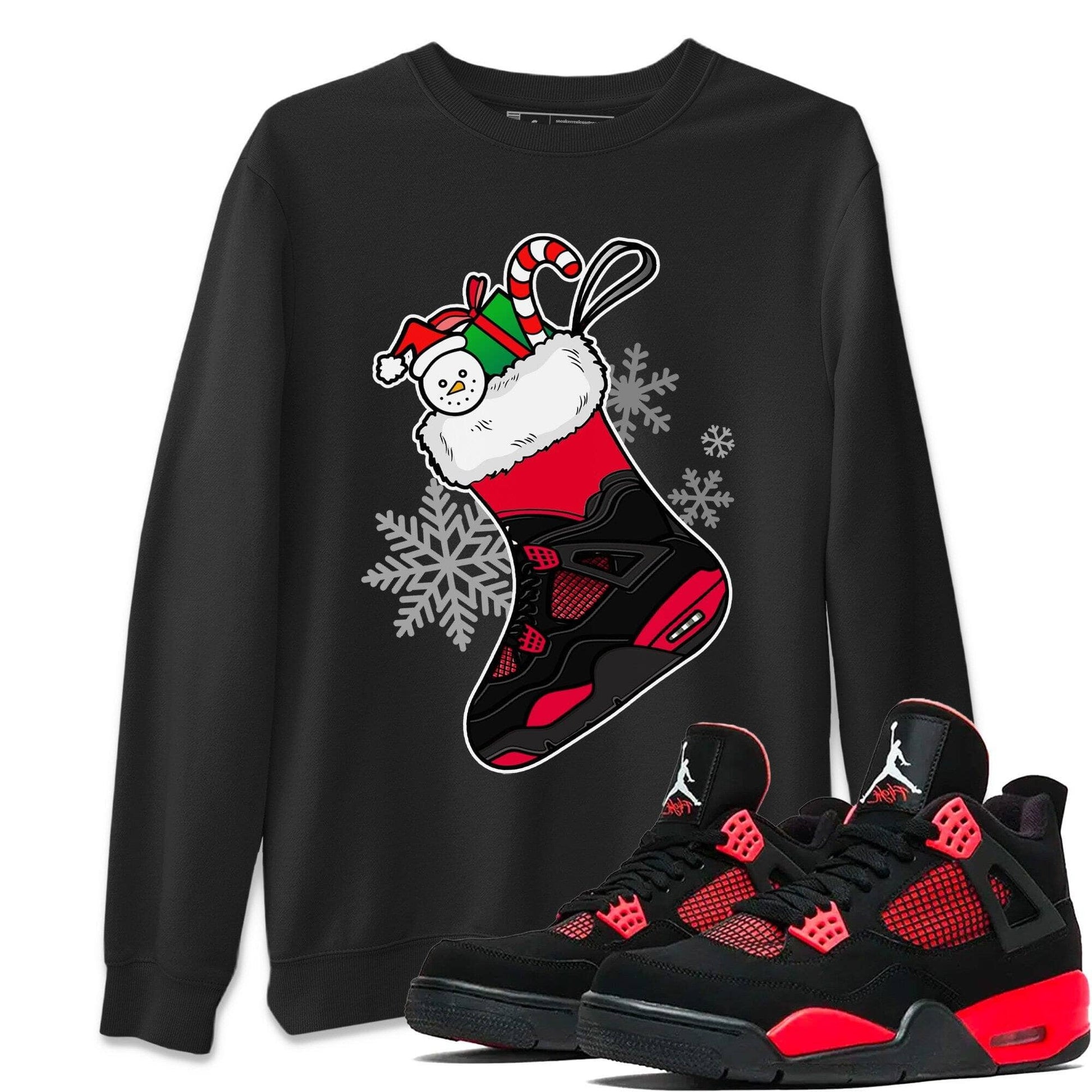 Jordan 4 Red Thunder Sneaker Match Tees Sneaker Stocking Sneaker Tees Jordan 4 Red Thunder Sneaker Release Tees Unisex Shirts