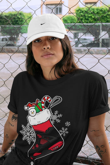 Jordan 4 Red Thunder Sneaker Match Tees Sneaker Stocking Sneaker Tees Jordan 4 Red Thunder Sneaker Release Tees Unisex Shirts