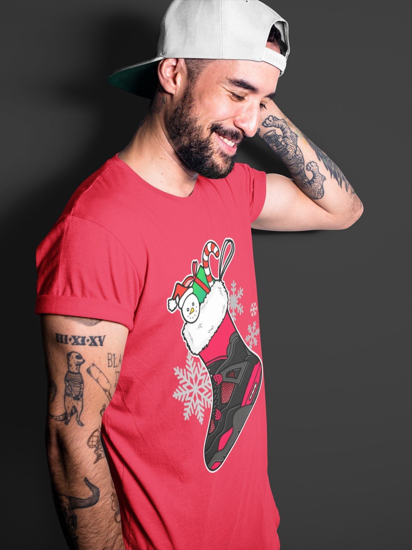Jordan 4 Red Thunder Sneaker Match Tees Sneaker Stocking Sneaker Tees Jordan 4 Red Thunder Sneaker Release Tees Unisex Shirts