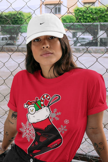 Jordan 4 Red Thunder Sneaker Match Tees Sneaker Stocking Sneaker Tees Jordan 4 Red Thunder Sneaker Release Tees Unisex Shirts