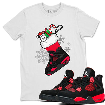 Jordan 4 Red Thunder Sneaker Match Tees Sneaker Stocking Sneaker Tees Jordan 4 Red Thunder Sneaker Release Tees Unisex Shirts