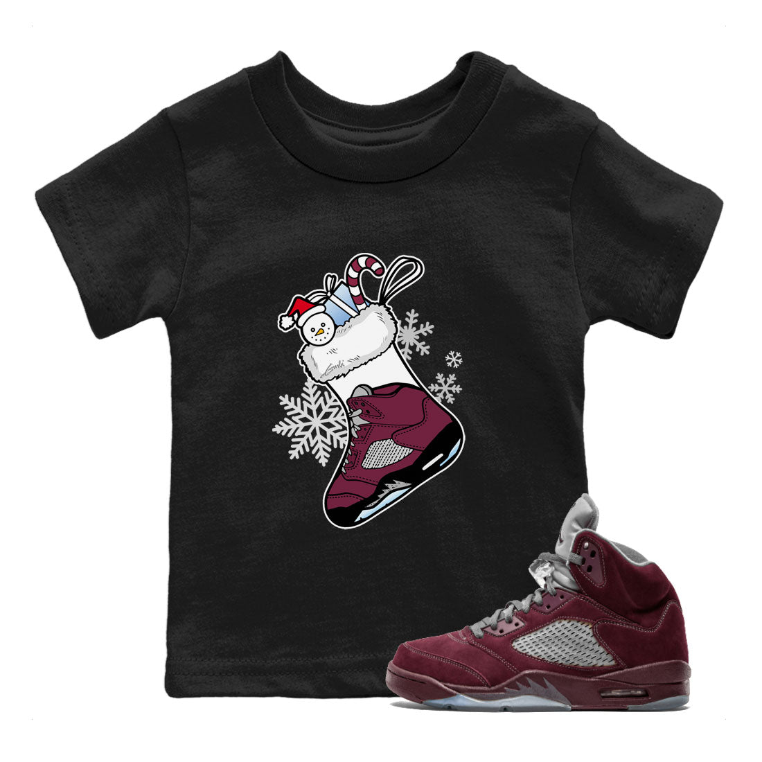 Air Jordan 5 Burgundy shirt to match jordans Sneaker Stocking sneaker match tees Air Jordan 5s Burgundy SNRT Sneaker Release Tees Baby Toddler Black 1 T-Shirt