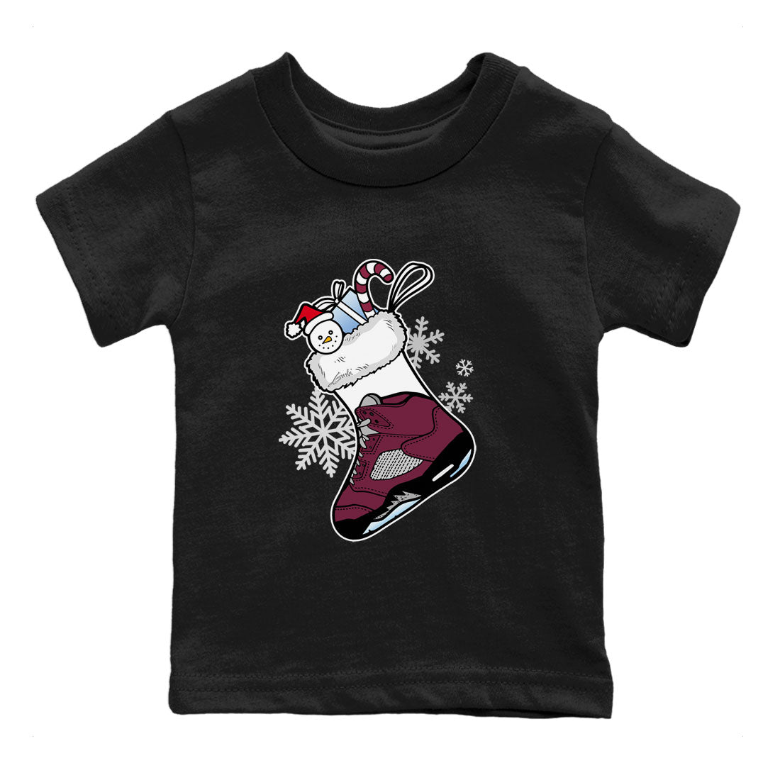 Air Jordan 5 Burgundy shirt to match jordans Sneaker Stocking sneaker match tees Air Jordan 5s Burgundy SNRT Sneaker Release Tees Baby Toddler Black 2 T-Shirt