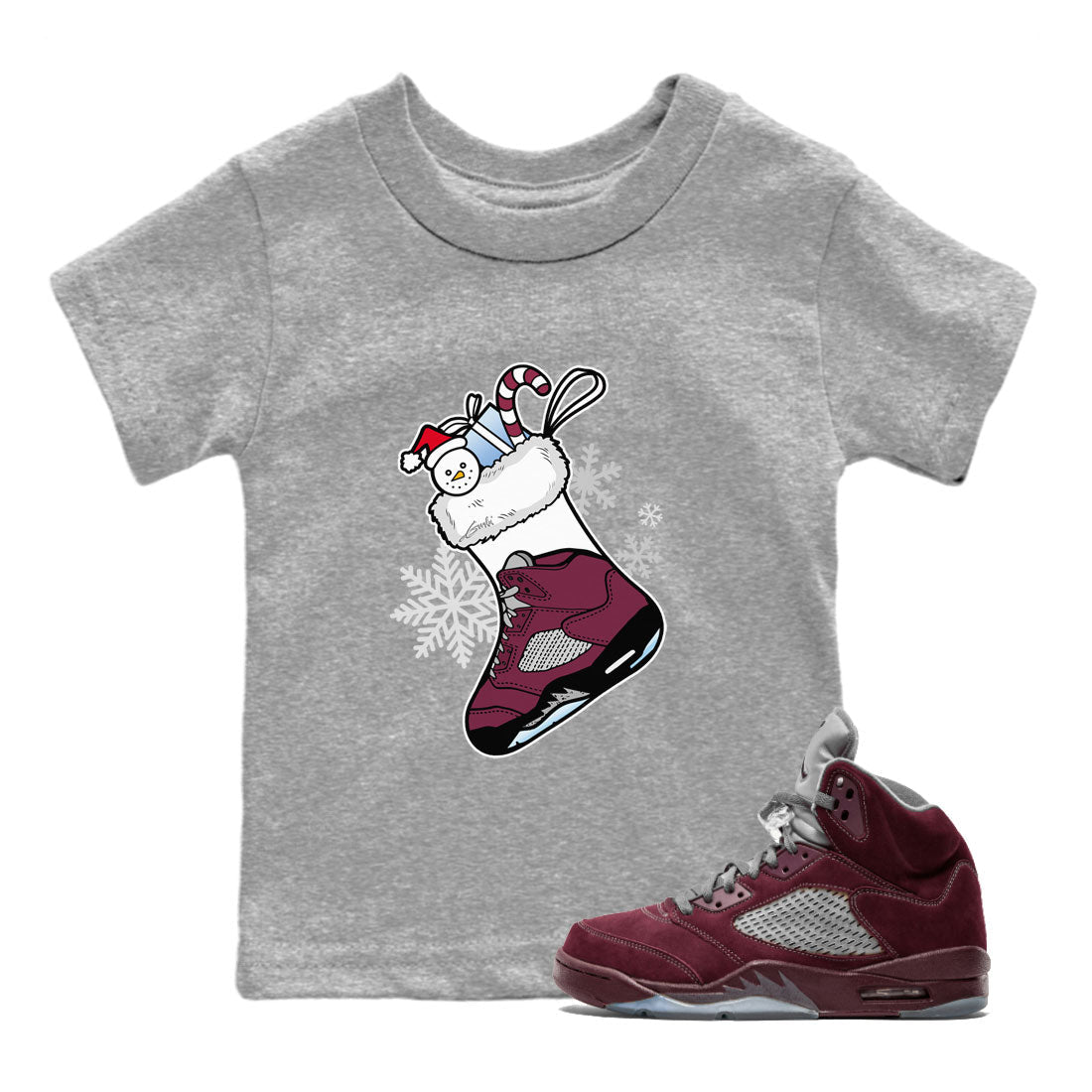Air Jordan 5 Burgundy shirt to match jordans Sneaker Stocking sneaker match tees Air Jordan 5s Burgundy SNRT Sneaker Release Tees Baby Toddler Heather Grey 1 T-Shirt