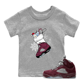 Air Jordan 5 Burgundy shirt to match jordans Sneaker Stocking sneaker match tees Air Jordan 5s Burgundy SNRT Sneaker Release Tees Baby Toddler Heather Grey 1 T-Shirt