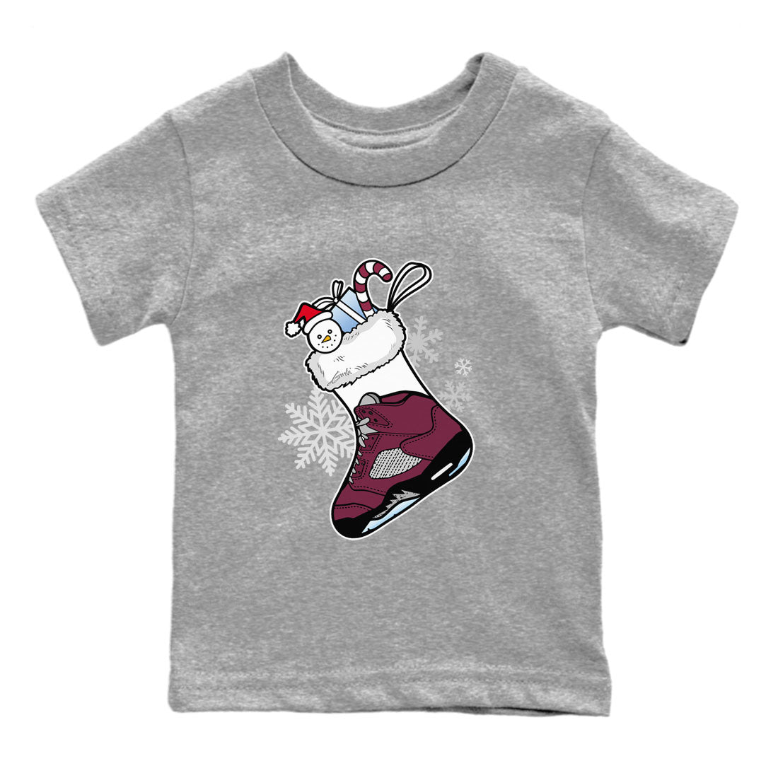 Air Jordan 5 Burgundy shirt to match jordans Sneaker Stocking sneaker match tees Air Jordan 5s Burgundy SNRT Sneaker Release Tees Baby Toddler Heather Grey 2 T-Shirt