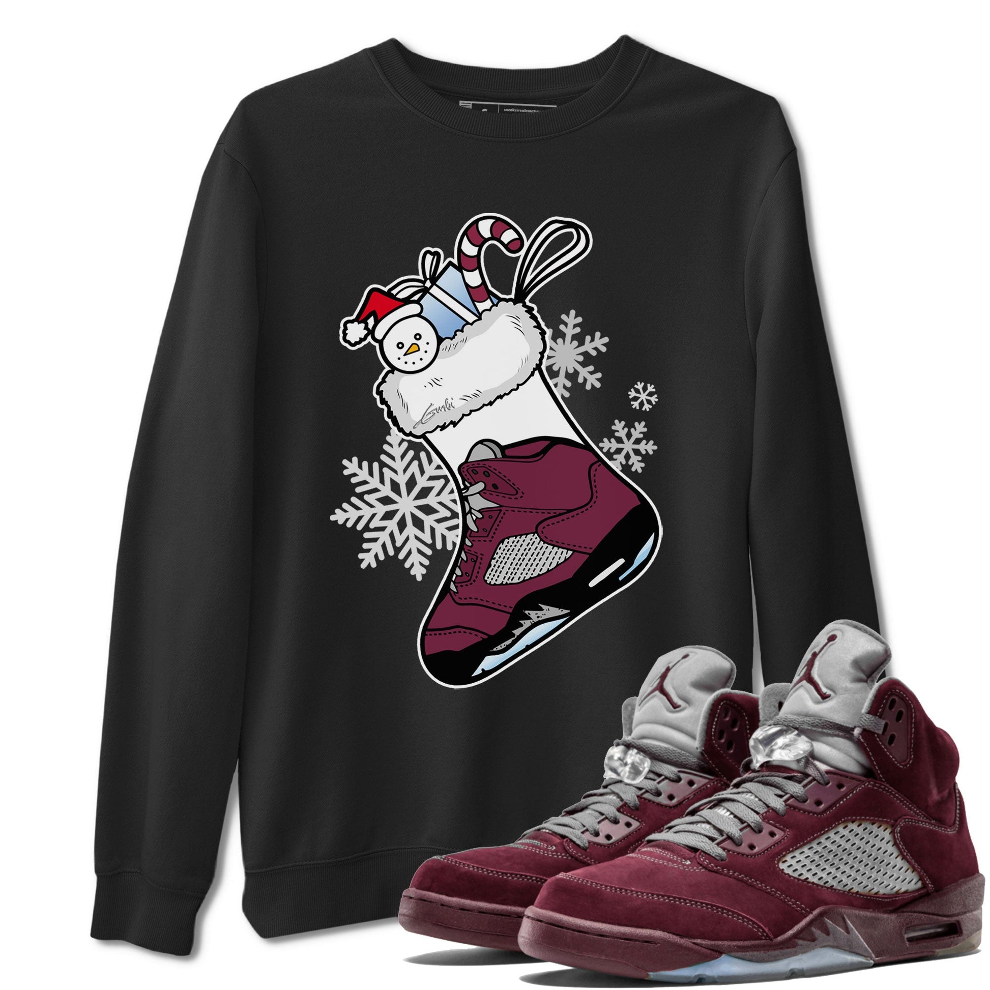 Air Jordan 5 Burgundy shirt to match jordans Sneaker Stocking sneaker match tees Air Jordan 5s Burgundy SNRT Sneaker Release Tees Unisex Black 1 T-Shirt