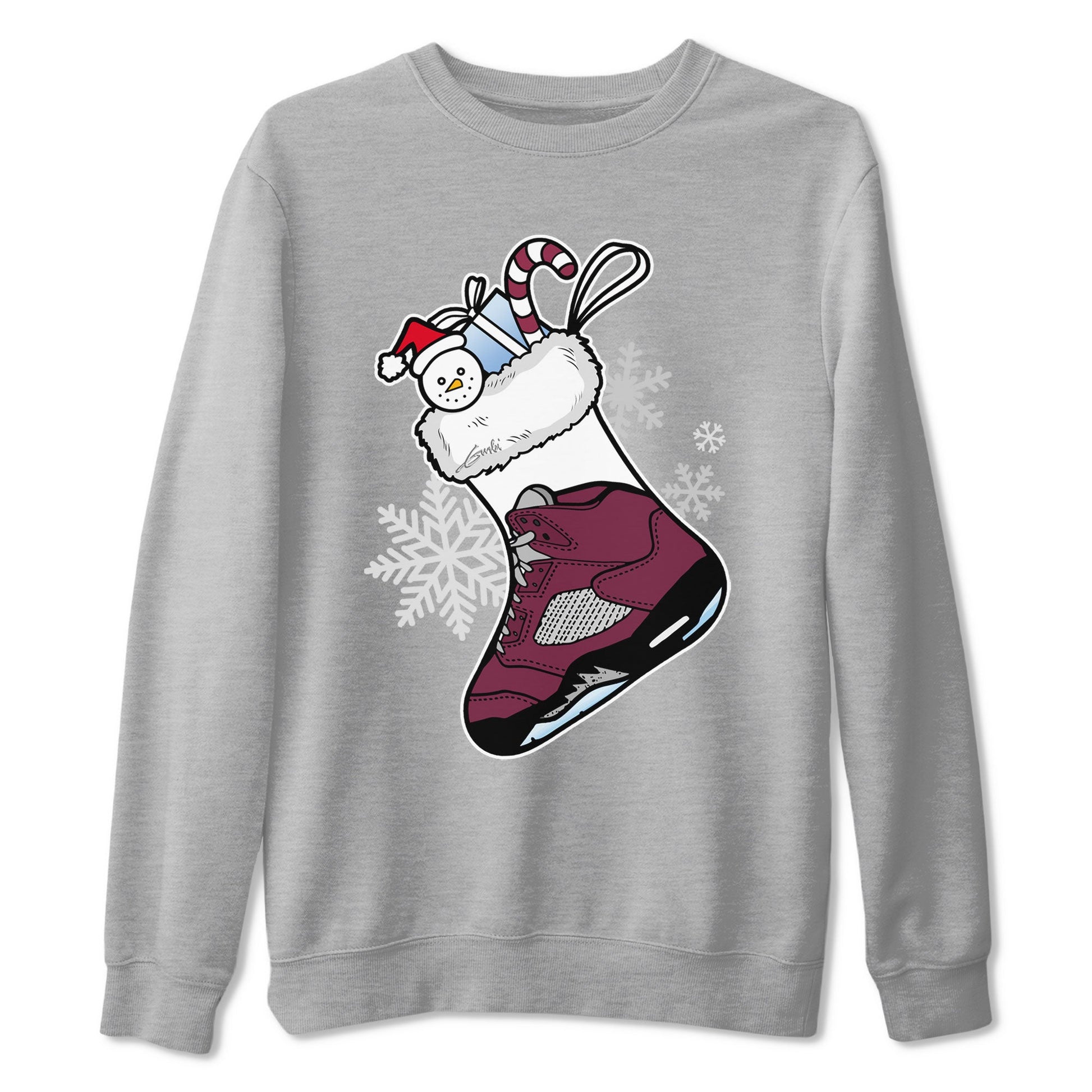 Air Jordan 5 Burgundy shirt to match jordans Sneaker Stocking sneaker match tees Air Jordan 5s Burgundy SNRT Sneaker Release Tees Unisex Heather Grey 2 T-Shirt