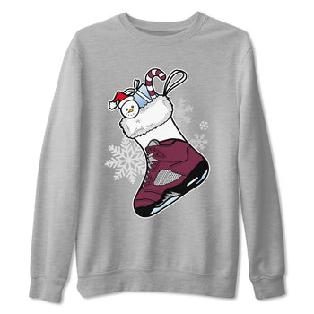 Air Jordan 5 Burgundy shirt to match jordans Sneaker Stocking sneaker match tees Air Jordan 5s Burgundy SNRT Sneaker Release Tees Unisex Heather Grey 2 T-Shirt