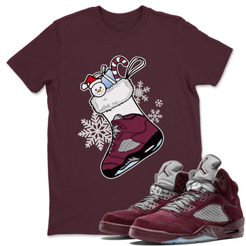 Air Jordan 5 Burgundy shirt to match jordans Sneaker Stocking sneaker match tees Air Jordan 5s Burgundy SNRT Sneaker Release Tees Unisex Maroon 1 T-Shirt