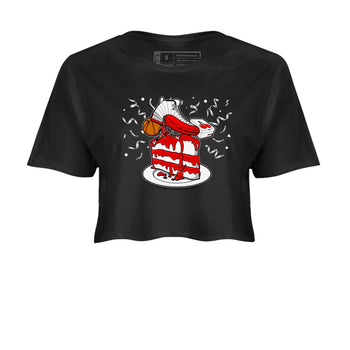 Jordan 12 Retro Cherry shirt to match jordans Varsity Red Sneaker Topper special sneaker matching tees 12s Cherry SNRT sneaker tees Black 2 Crop T-Shirt