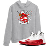 Jordan 12 Retro Cherry shirt to match jordans Varsity Red Sneaker Topper special sneaker matching tees 12s Cherry SNRT sneaker tees Unisex Heather Grey 1 T-Shirt