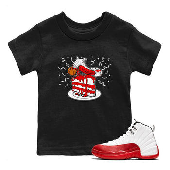 Jordan 12 Retro Cherry shirt to match jordans Varsity Red Sneaker Topper special sneaker matching tees 12s Cherry SNRT sneaker tees Baby Toddler Black 1 T-Shirt